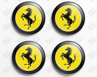 Ferrari Wheel Center Cap Stickers: 3D Gel Resin Decals, Custom Sizes (Set of 4)