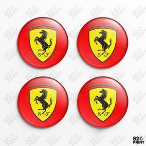 Ferrari Wheel Center Cap Stickers: 3D Gel Resin Decals, Custom Sizes (Set of 4)