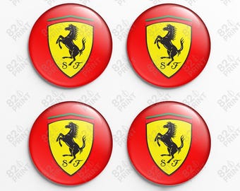 Ferrari Wheel Center Cap Stickers: 3D Gel Resin Decals, Custom Sizes (Set of 4)