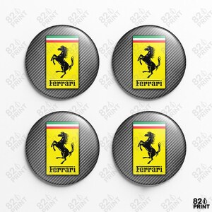 Ferrari Wheel Center Cap Stickers: 3D Gel Resin Decals, Custom Size (Set of 4)