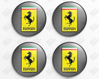 Ferrari Wheel Center Cap Stickers: 3D Gel Resin Decals, Custom Size (Set of 4)