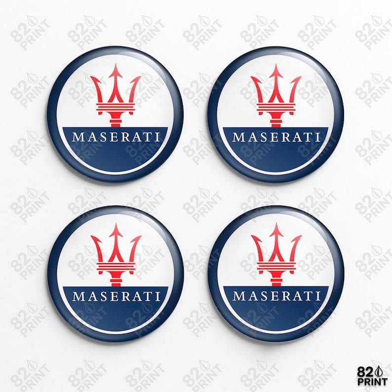 Round Trident Sticker Maserati Wheel Center Cap Stickers: 3D Gel Resin Decals, Custom Sizes ...