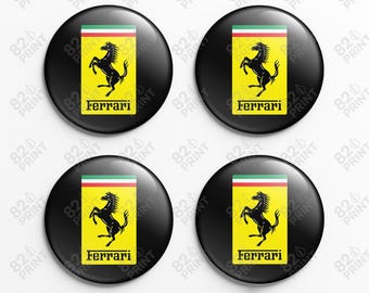 Ferrari Wheel Center Cap Stickers: 3D Gel Resin Decals, Custom Size (Set of 4)