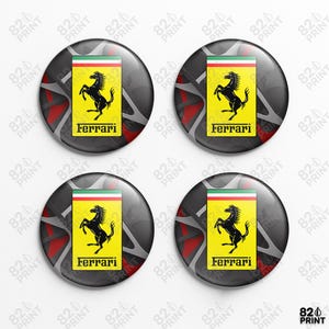 Ferrari Wheel Center Cap Stickers: 3D Gel Resin Decals, Custom Size (Set of 4)
