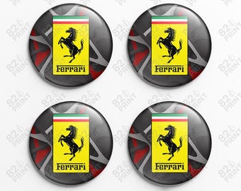 Ferrari Wheel Center Cap Stickers: 3D Gel Resin Decals, Custom Size (Set of 4)