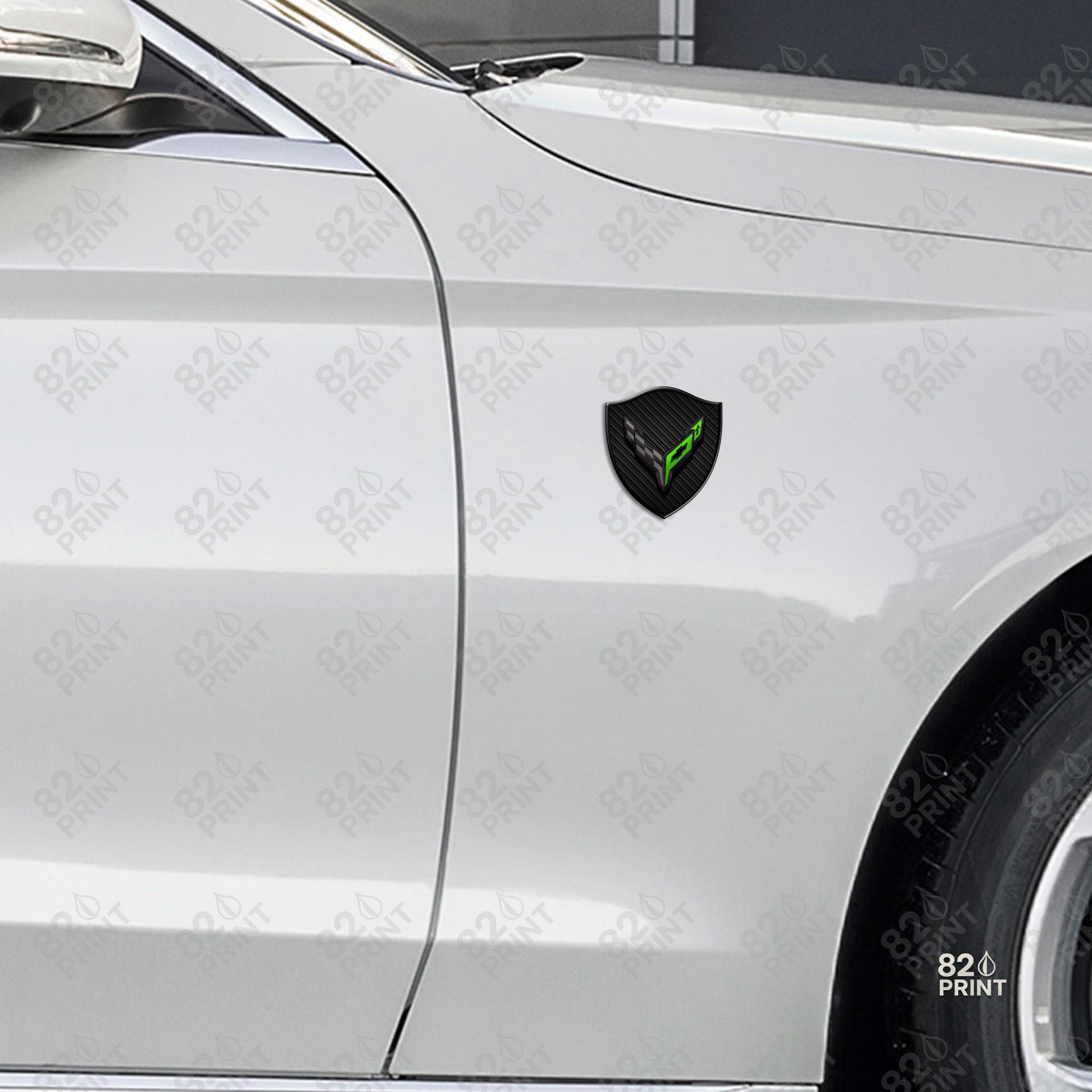 Custom Corvette C8 Metal Fender Emblem – Self-Adhesive Side Badge Decal Sticker