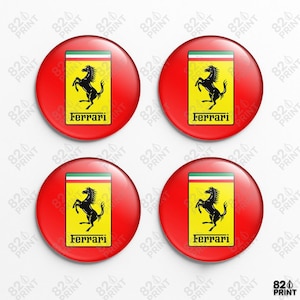 Ferrari Wheel Center Cap Stickers: 3D Gel Resin Decals, Custom Size (Set of 4)