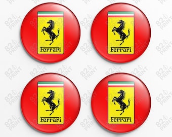 Ferrari Wheel Center Cap Stickers: 3D Gel Resin Decals, Custom Size (Set of 4)