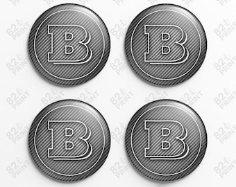 Brabus Wheel Center Cap Stickers: 3D Gel Resin Decals, Custom Sizes (Set of 4)