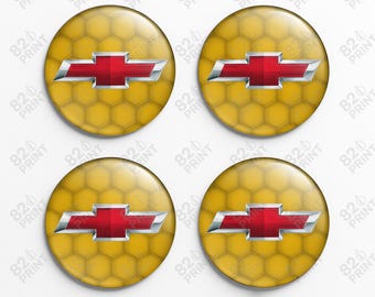 Chevy 4-Pack Center Cap Vinyl Decals – 3 Inch Diameter, Glossy Finish, Customizable Color
