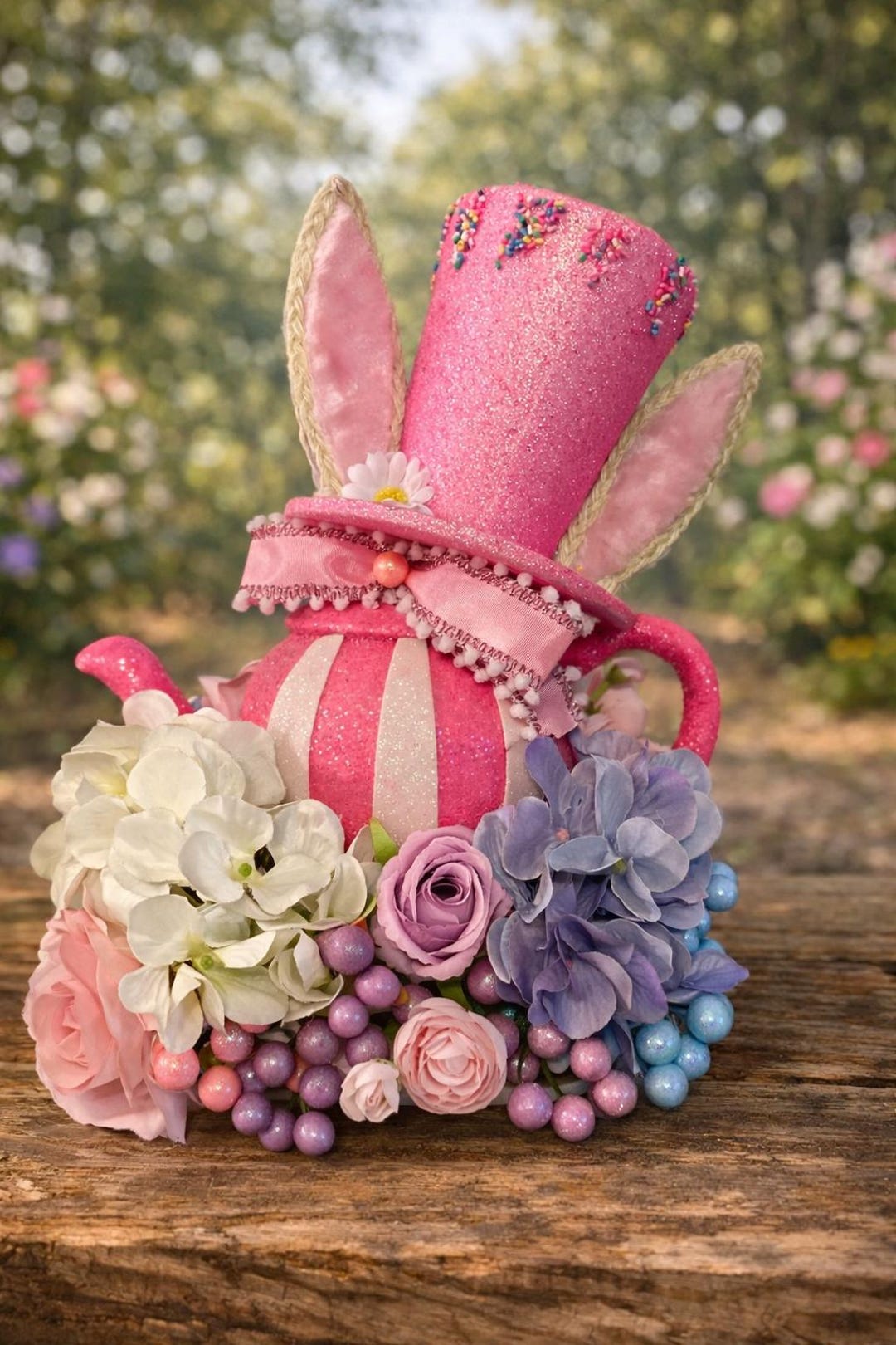 Alice in Wonderland Tea Party Centerpiece – Pink Mad Hatter Hat, Bunny ...