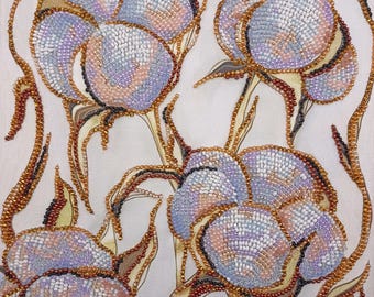 Pärlbroderikit med mjuka blommor – DIY-pärlkit för nybörjare | Pärlkonstkit | Handgjort presentset