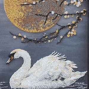 Swan Bead Embroidery Kit – DIY Beading Kit Beginner | Bead Art Kit | Handmade Gift Set