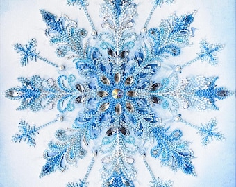 Blaue Schneeflocke Perlenstickerei Kit – DIY Perlenstickerei Kit Anfänger | Perlenkunst Kit | Handgefertigtes Geschenk Set