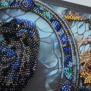 Raven Bead Embroidery Kit – DIY Beading Set for Beginners, Creative Bead Art Project, Handmade Flower Gift Kit