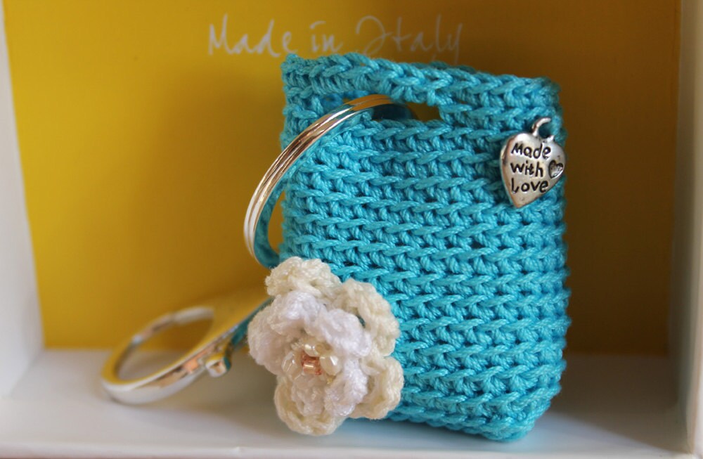 Key holder Keychains Crochet purse keychain Turquoise Etsy