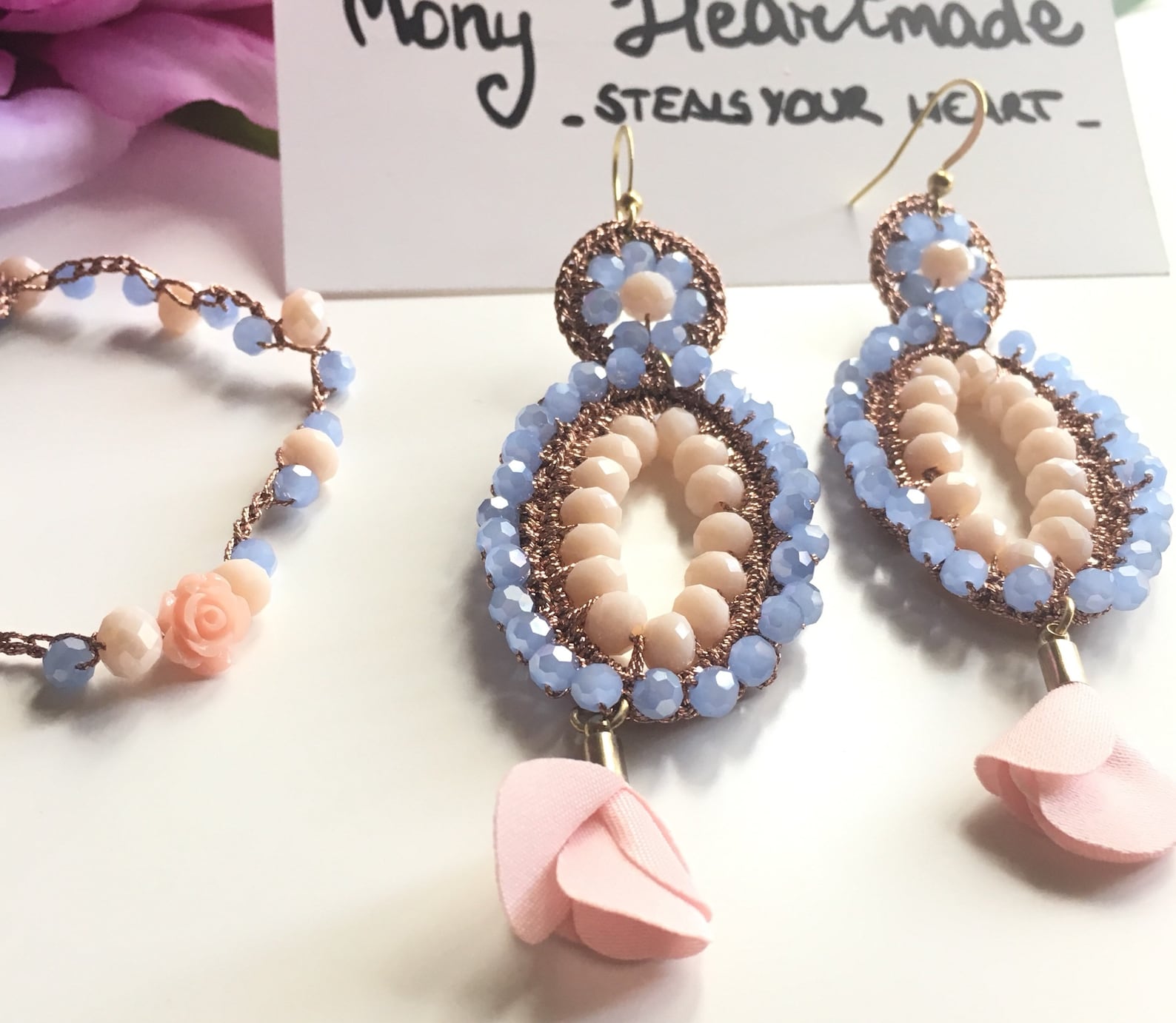 Earrings and Bracelet Textile Jewelry Earrings Bracelet Etsy