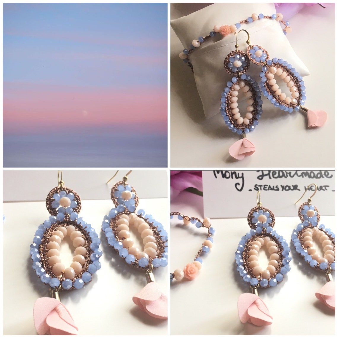 Earrings and Bracelet Textile Jewelry Earrings Bracelet Etsy