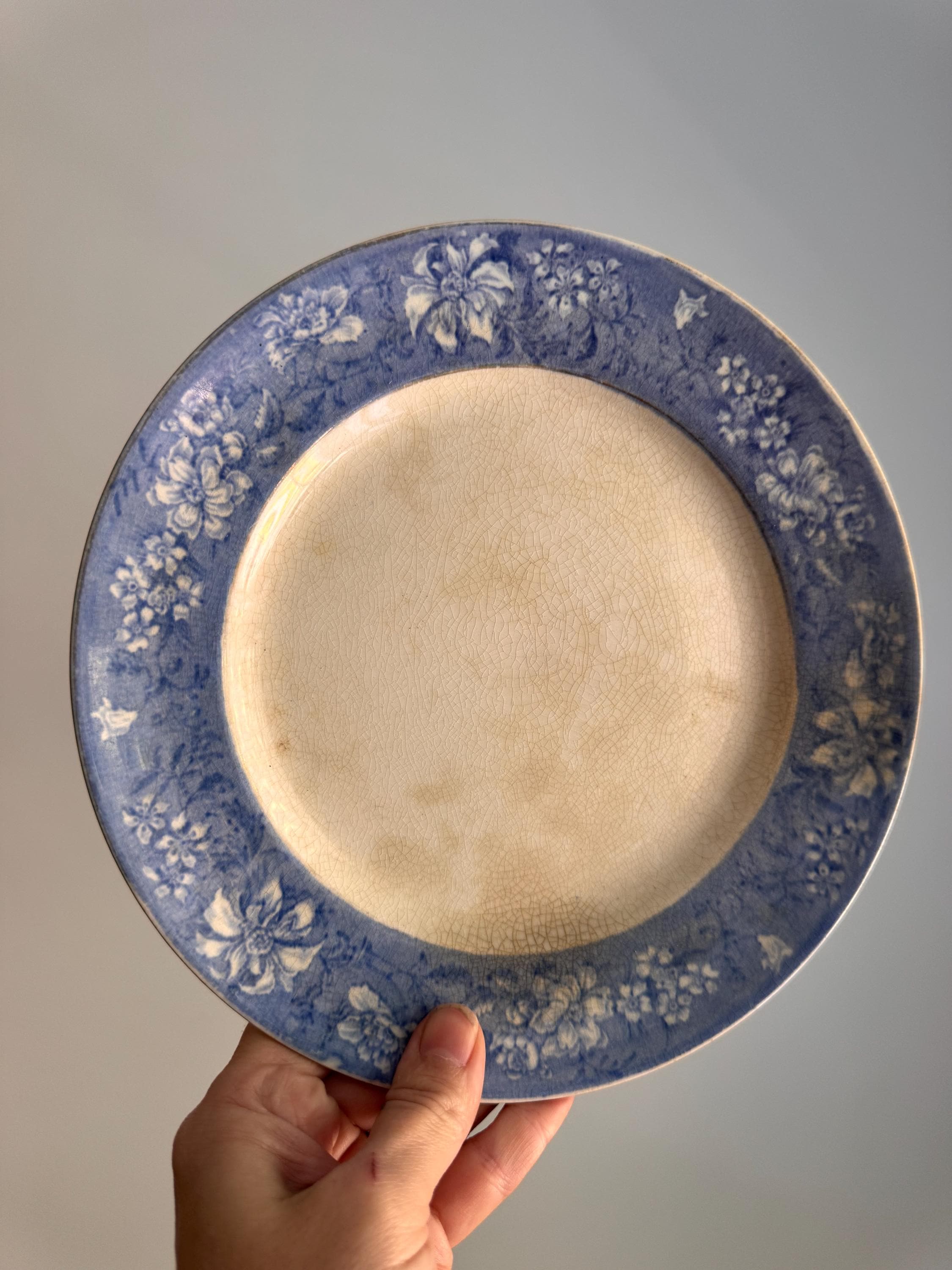 【 】アンティーク　プレート　ブルーフラワー Antique Blue Floral Plate - Etsy