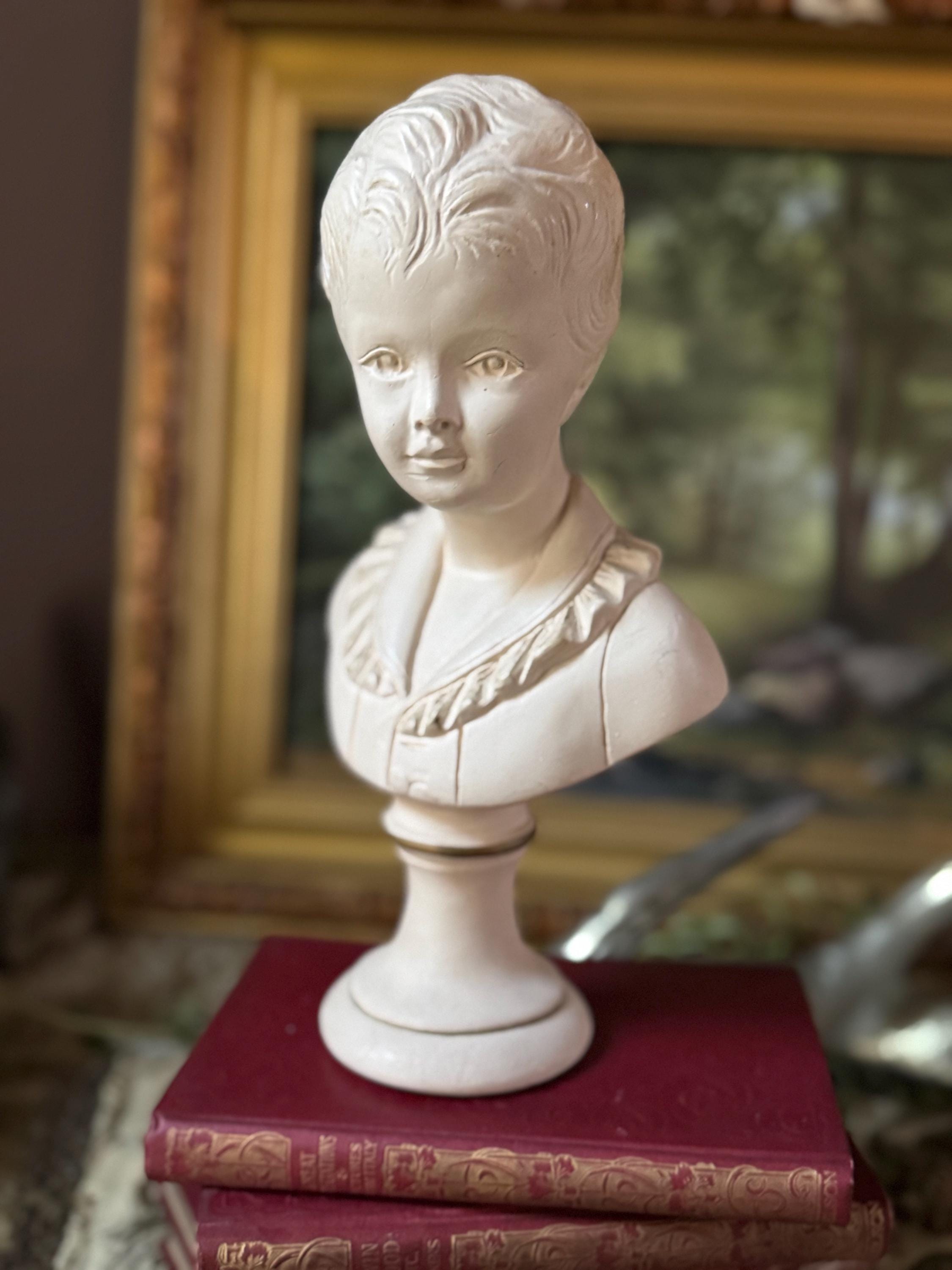 Antique-style Classical Child Bust | White Plaster Portrait 