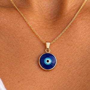 Förgyllt halsband med onda ögon, minimalistiskt talismanhänge, mässingssmycken