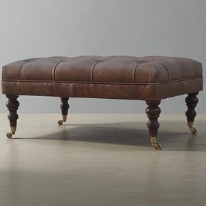 Vintage Buffalo Leather Ottoman