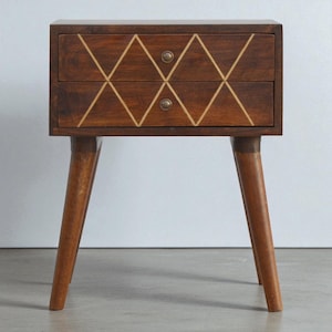 2 Drawer Brass Nightstand
