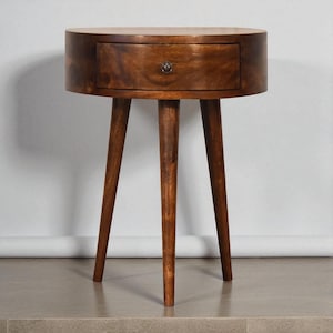 Mid Century Rounded Bedside Table