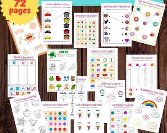 Color Matching Worksheets for Toddlers – Preschool Sorting Activities, Montessori Color Learning Printable (PDF)