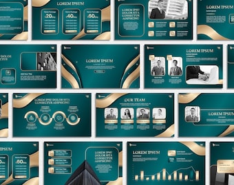 Luxury PowerPoint Template, PPT Black and Gold, Modern Business Presentation, Marketing Strategy Slides, Pitch Deck Templates
