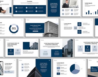 Minimalist Blue PowerPoint Template, Modern Business Presentation, Marketing Strategy Slides, Pitch Deck