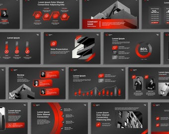 Modern Red Black PowerPoint Template, Business Marketing Persentation, PPT Futuristic Black, Canva Pitch Deck 2026