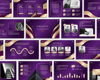 Luxus Lila & Gold Power Point Vorlage, Elegante Geschäftspräsentation, Premium Unternehmensfolien