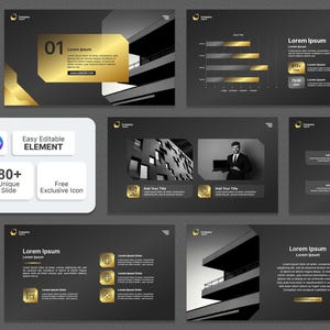 Black Gold PowerPoint Template, Business Marketing Persentation, PPT Luxury Modern , Canva Pitch Deck 2026 image 2