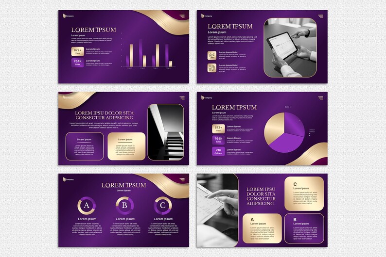 Luxury Purple & Gold Powerpoint Template, Elegant Business Presentation ...