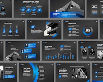 Modernes blau Power Point Template, Business Marketing Persentation, PPT Futuristic Black, Canva Mesh Deck 2026