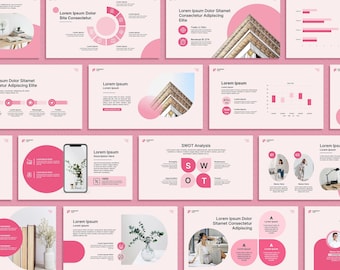 Minimalistische Pinke Business Powerpoint Vorlage, Präsentationsfolie, Marketingstrategie, Canva Mesh Deck