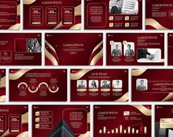 Luxus Power Point Vorlage, PPT Rot und Gold, Moderne Geschäftspräsentation, Präsentationsfolien, Präsentationsvorlagen