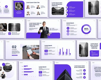 Lila Moderne Business-Präsentationsvorlage, Power Point & Canva Slides, Präsentations-Vorlage