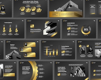Black Gold Power Point Vorlage, Business Marketing Persentation, PPT Luxus Modern , Canva Pit Deck 2026