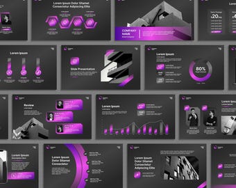Lila Schwarz Power Point Vorlage, Business Marketing Persentation, Modernes futuristisches Schwarz, Canva Pit Deck 2026
