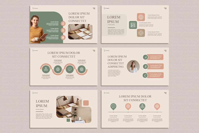 Pink Beige Powerpoint Template, Presentation Canva Slide, Business ...