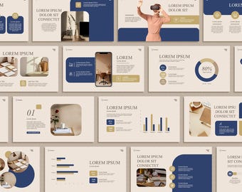 Blau Gold Powerpoint-Vorlage, Präsentation Canva Slide, Business Straspie-Pitch Deck