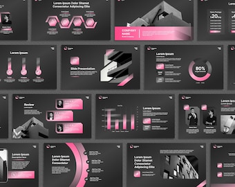 Pink Schwarz Power Point Template, Business Marketing Persentation, Modernes futuristisches Schwarz, Canva Pocket Deck 2026