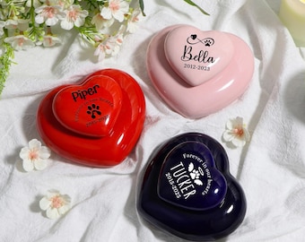 Heart Pet Urn: Small Ceramic Ashes Keepsake, Personalized Memorial Gift
