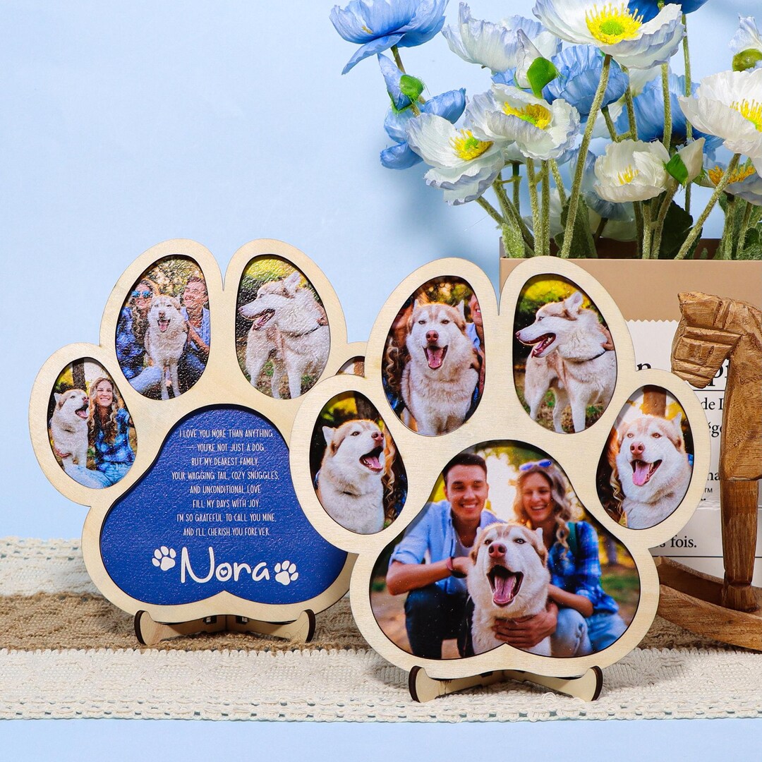 Personalized Paw Print Photo Frame – Pet Memorial Keepsake, Optional ...