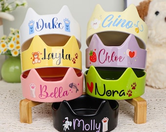 Personalized Pet Bowl – Custom Ceramic Cat/Dog Dish with Animal Ears