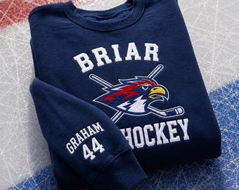 Briar U Hockey Embroidered Sweatshirt, Vintage Varsity Crewneck, Custom Hockey Lover Gift, Retro College Style Pullover.