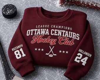 Embroidered Hockey Sweatshirt, Ottawa Centaurs Hockey Club Sweatshirt, Vintage Ice Hockey Pullover, Hockey Fan Gift.