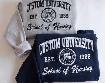 Embroidered Custom College, Custom University Sweatshirt, Personalized School Sweatshirt, University Sweatshirt, College Graduation Gift.